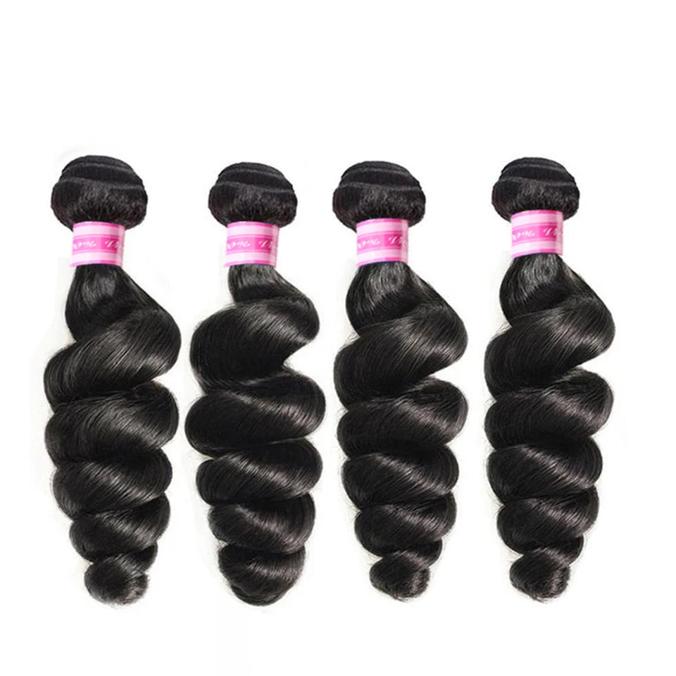 Premium Peruvian Loose Wave Hair Bundles – 100% Human Hair, Natural Color, Can Be Dyed & Permed, 8-32 Inches