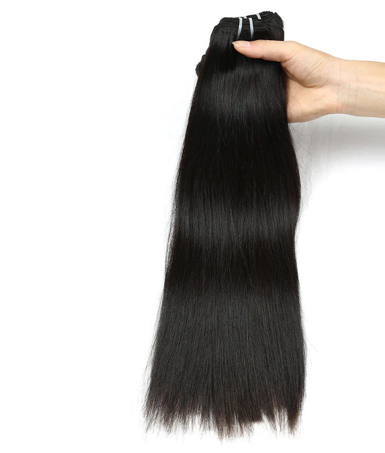 100% Raw Vietnamese Virgin Human Hair Bundles – Straight, 10-28 Inch, Double Drawn, Natural Black