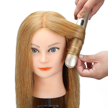 100% Real Hair Mannequin Head - 22-24 Inch, Thick 180% Density for Hairdressing, Braiding, and Styling Practice