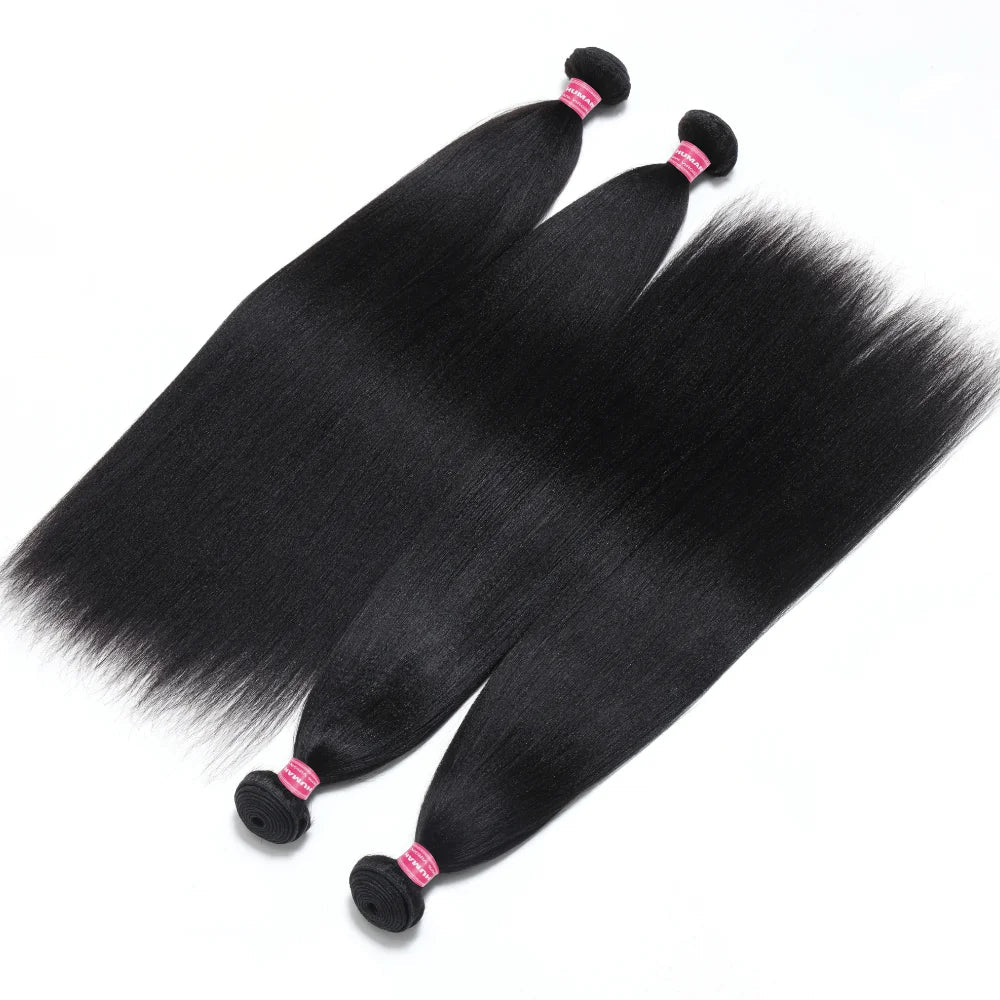 UNice Yaki Straight Human Hair Bundles – 1/3/4 PCS, 100g Per Bundle, Natural Color, Sew-In Weaves, 8-26 Inch