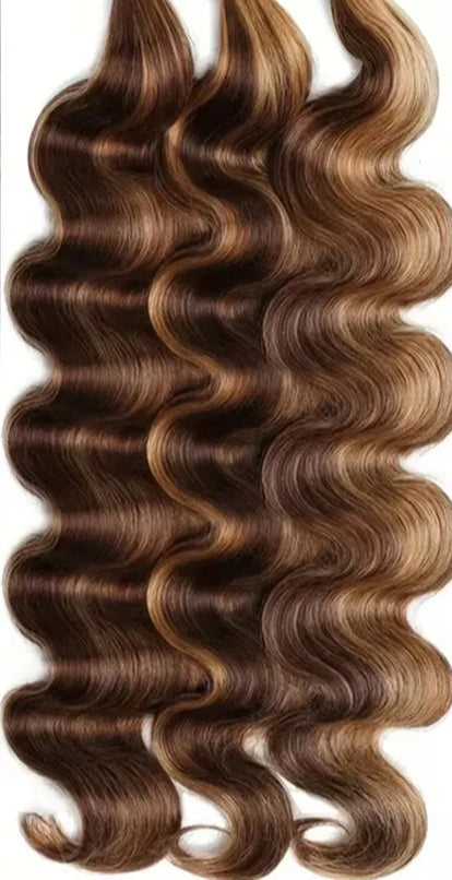 10A Body Wave Human Hair Bundles - #4/27 Highlight, 8-32 Inch, 100% Unprocessed Virgin Hair