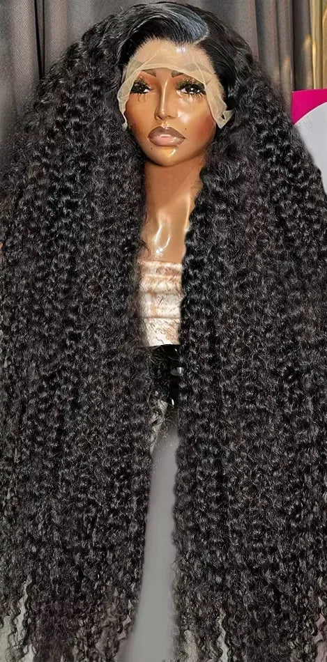 Long Deep Wave Burmese Hair Wig – 100% Remy Human Hair, Glueless Transparent Lace, 26-36 Inches, 200% Density