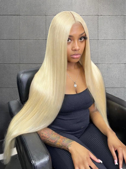 Premium Straight Lace Front Wig – 26+ Inch Long, Transparent Swiss Lace, Natural Look, Suitable for Darker Dye Colors