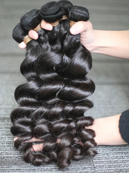 Premium Peruvian Loose Wave Hair Bundles – 100% Human Hair, Natural Color, Can Be Dyed & Permed, 8-32 Inches