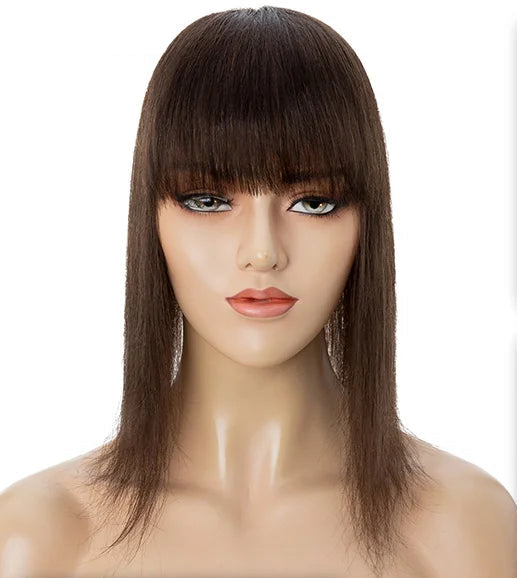 Lace Base Human Hair Toppers with Bangs – 10x12cm, Straight Texture, Natural Hairline