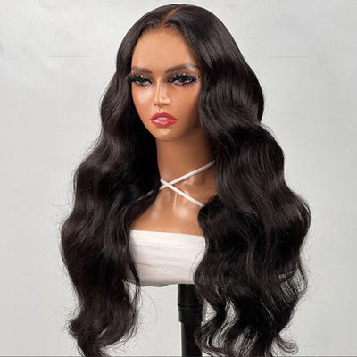 Long Body Wave HD Lace Front Wig – 26"+, Transparent Lace, 100% Human Hair, Permable, #27 Color Option