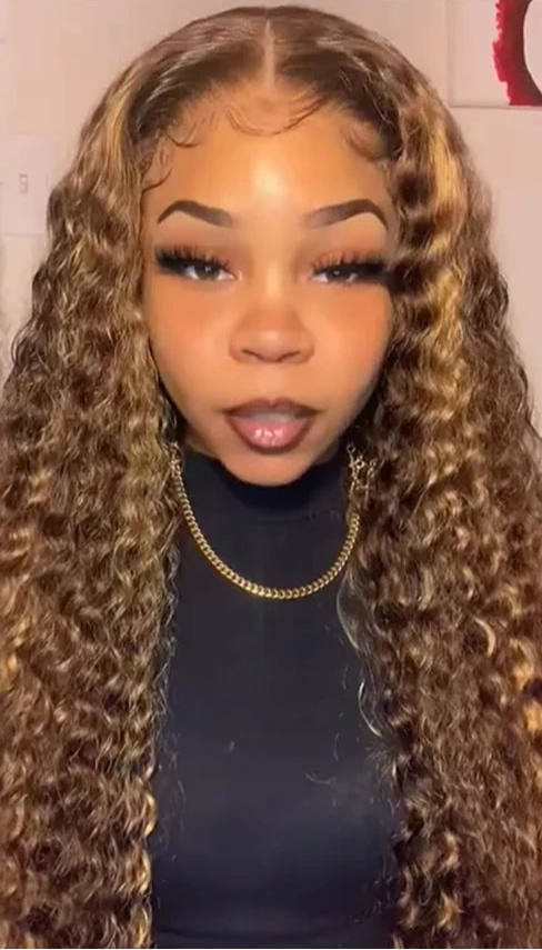 Long Deep Wave Lace Front Wig – 100% Human Hair, Glueless, Transparent Swiss Lace, 26+ Inches