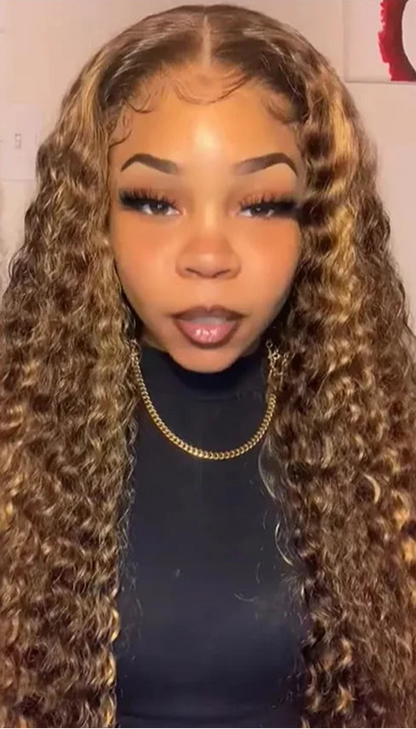 Long Deep Wave Lace Front Wig – 100% Human Hair, Glueless, Transparent Swiss Lace, 26+ Inches