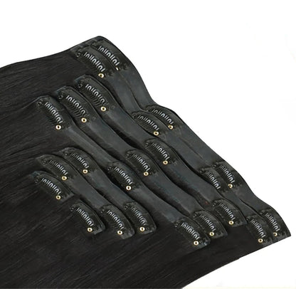 Silky Straight Clip-In Hair Extensions - Pure Color, Perm & Dye Ready, 10pcs/Set