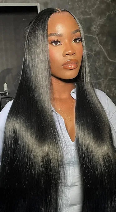 Luxury 26-Inch HD Lace Front Wig – 100% Straight Human Hair with Transparent Swiss Lace