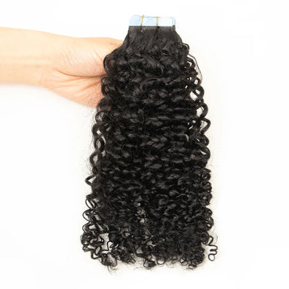 Premium 100% Human Hair Tape-In Extensions – Silk Straight, Body Wave, Kinky Curly, Water Wave | 12-26 Inch, 20-80 Pieces