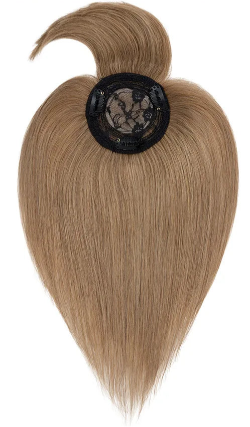 Premium Human Hair Topper with Bangs – 100% Real Hair, Straight, Natural Hairline