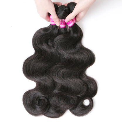 Vanlov Body Wave Hair Bundles - 100% Human Hair Extensions, Natural & Jet Black, 8-30 Inch