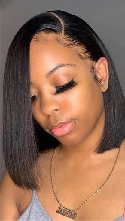 Straight Bob Wig 100% Human Hair – 13x4 Transparent Lace Frontal, 200% Density, Natural Color, Long-Lasting Wear
