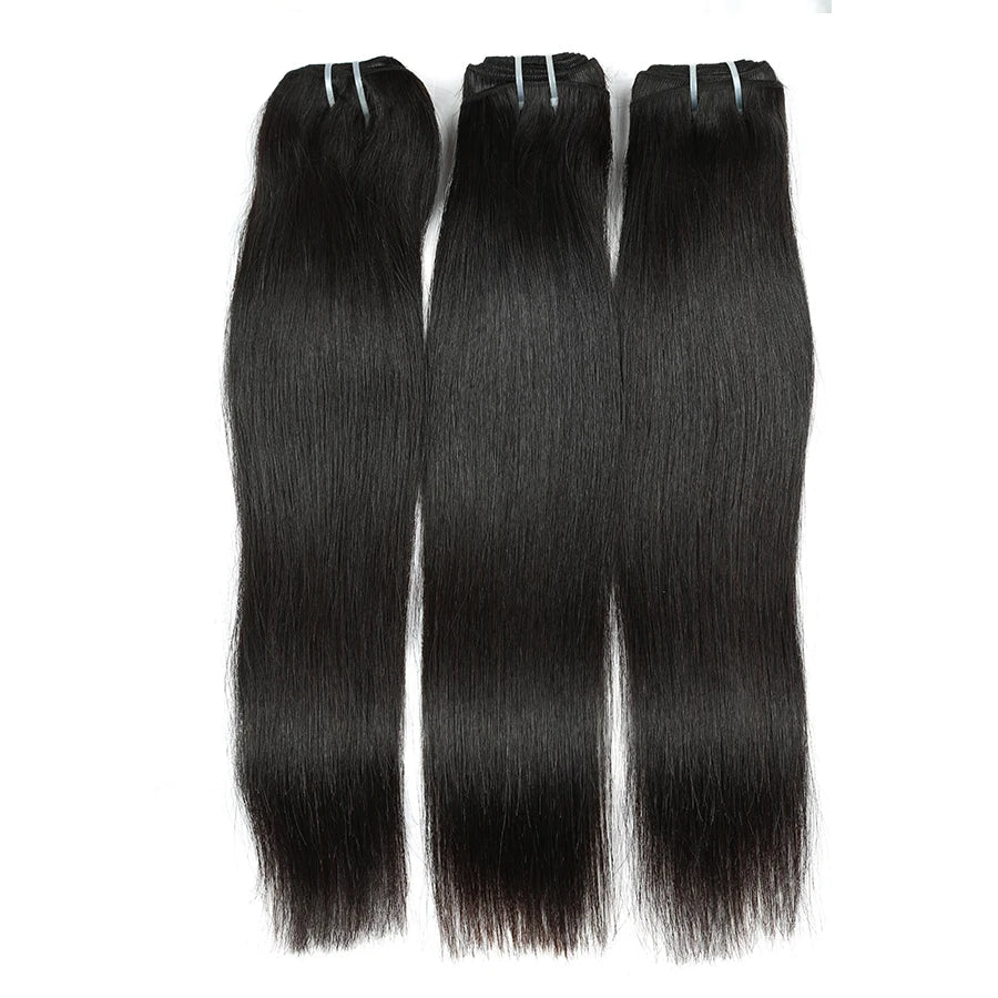 100% Raw Vietnamese Virgin Human Hair Bundles – Straight, 10-28 Inch, Double Drawn, Natural Black