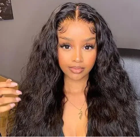 Natural Yaki Straight Long Synthetic Lace Wig – Heat-Resistant for Black Women