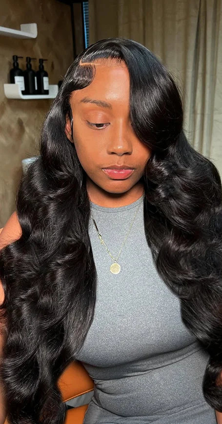 Long 26+ Inch Body Wave HD Lace 360 Lace Frontal Wig – Transparent Swiss Lace, 100% Human Hair