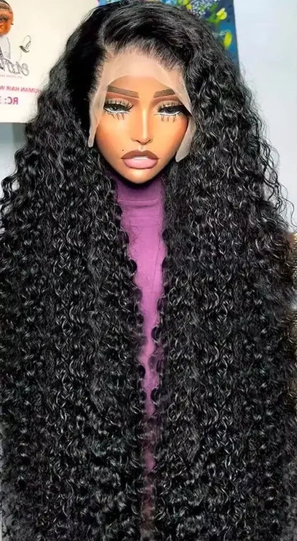 Long Deep Wave Burmese Hair Wig – 100% Remy Human Hair, Glueless Transparent Lace, 26-36 Inches, 200% Density