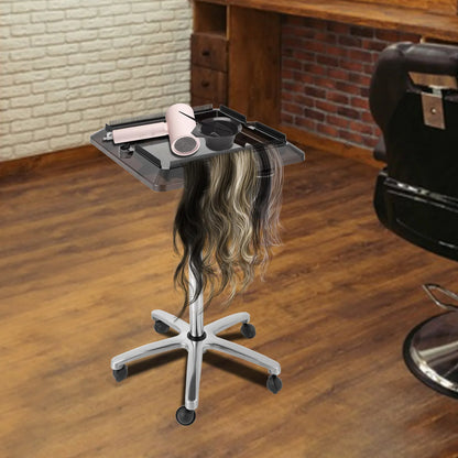 Adjustable Rolling Salon Tray Cart with 3 Storage Buckets & Universal Wheels for Hair Tools | Modern Mobile Cart