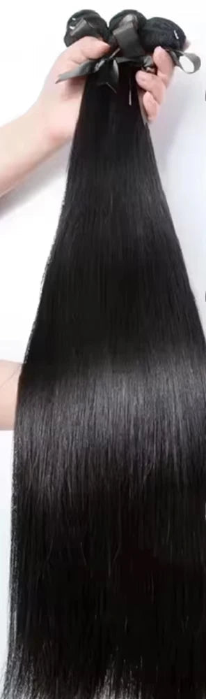 Premium Straight Human Hair Bundles - 100% Natural, Machine Double Weft, Perfect for Weaving