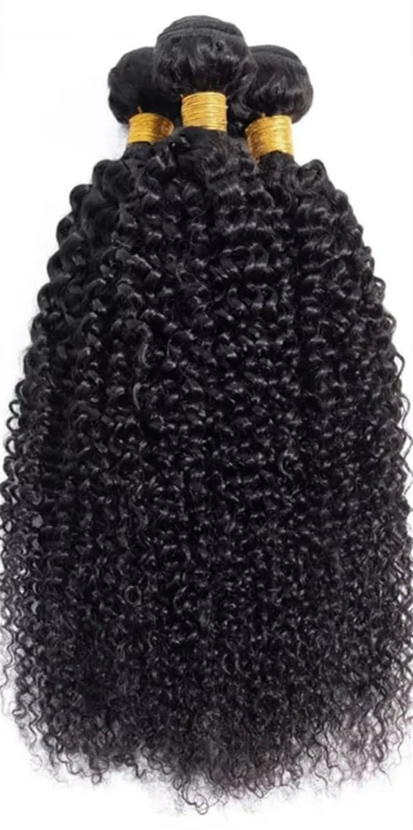 Kinky Curly Human Hair Weaving Extensions - Double Machine Weft, Permed, Suitable for Darker Colors