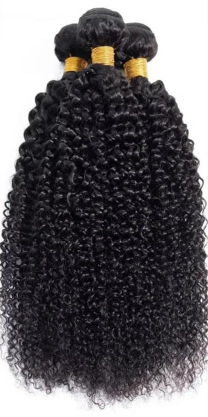Kinky Curly Human Hair Weaving Extensions - Double Machine Weft, Permed, Suitable for Darker Colors