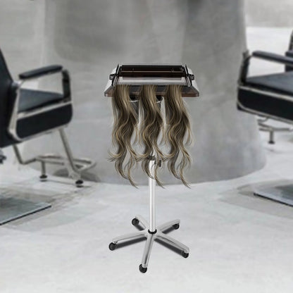 Adjustable Rolling Salon Trolley Tray Cart with Heat-Resistant Storage Buckets | Mobile Hairdressing & Beauty Organizer
