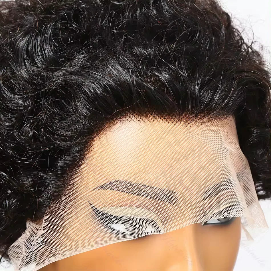 Short Curly Deep Part Lace Wig –  Hair with Transparent Swiss Lace