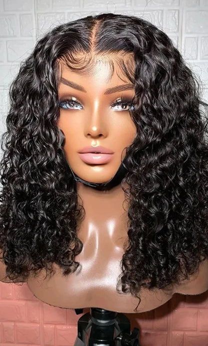 Glueless Wear-and-Go Virgin Curly Bob Wig – 100% Human Hair, 10-18 Inch, Natural Black