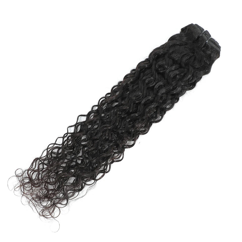 Premium Water Wave Clip-In Hair Extensions – 100% Human Hair, Natural Color, 12-26 Inches