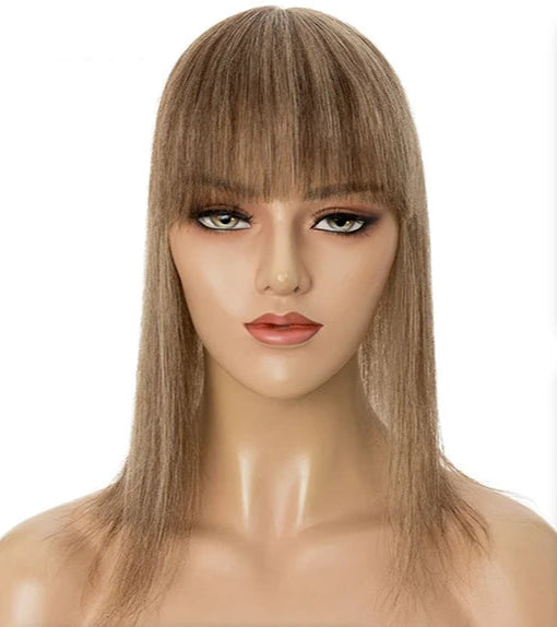 Lace Base Human Hair Toppers with Bangs – 10x12cm, Straight Texture, Natural Hairline