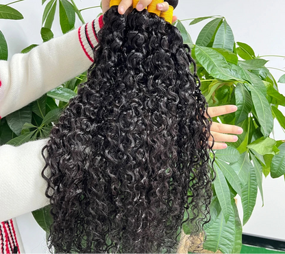 12A Water Wave Human Hair Bundles – 100% Hair, No Shedding, Dyeable, Available in Natural Color