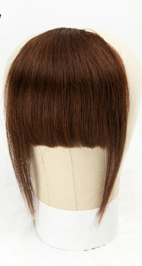 Isheeny 100% Natural Human Hair Clip-In Blunt Cut Bangs – Lightweight Fringe Extensions