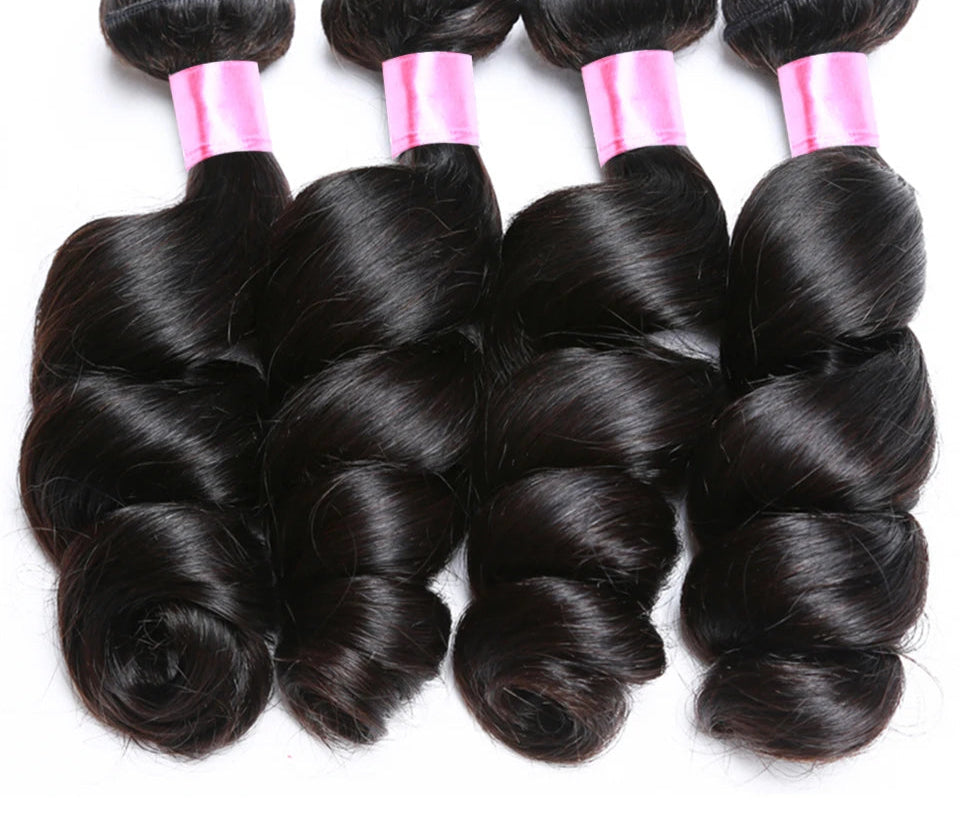 Younsolo Virgin Loose Wave Bundles – 100% Human Hair, 8-30 Inch, Natural Black & Dyeable, Double Weft