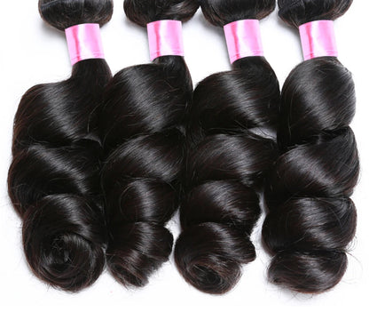 Younsolo Virgin Loose Wave Bundles – 100% Human Hair, 8-30 Inch, Natural Black & Dyeable, Double Weft