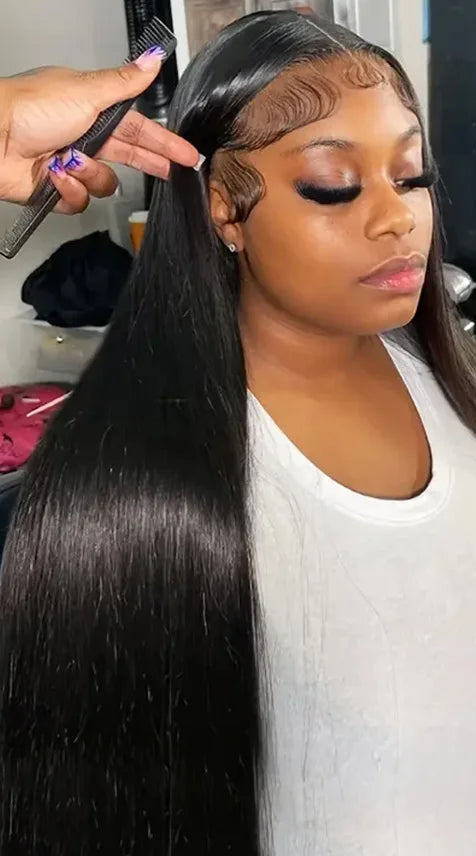 Luxury 26-Inch HD Lace Front Wig – 100% Straight Human Hair with Transparent Swiss Lace