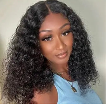 Short Deep Wave Lace Front Wig – 100% Human Hair, 13x4 Transparent Lace, Customizable Colors