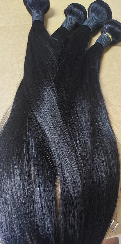 Premium Straight Human Hair Bundles - 10-40 Inch, Machine Double Weft, 100% Raw Human Hair, Minimum Shedding, Can Be Dyed & Curled