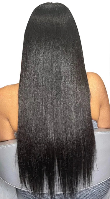 Light Yaki Straight Tape-In Human Hair Extensions | 100% Hair, Reusable, Seamless