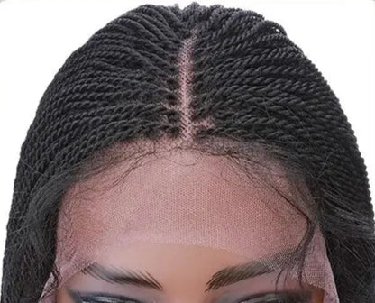 30-Inch Box Braids Lace Front Wig – Senegalese Twist Braided Wig for Women, Heat Resistant Synthetic with Baby Hair