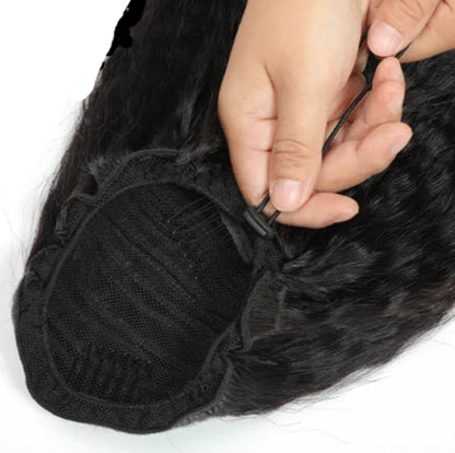 Kinky Straight Clip-In Ponytail Hair Extensions – Pure Color, Perm & Dye Friendly