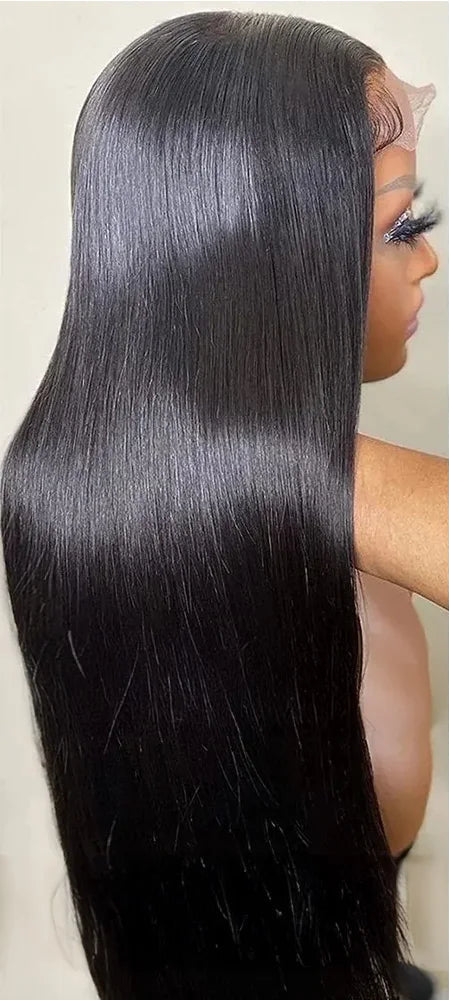 Luxury 26-Inch HD Lace Front Wig – 100% Straight Human Hair with Transparent Swiss Lace