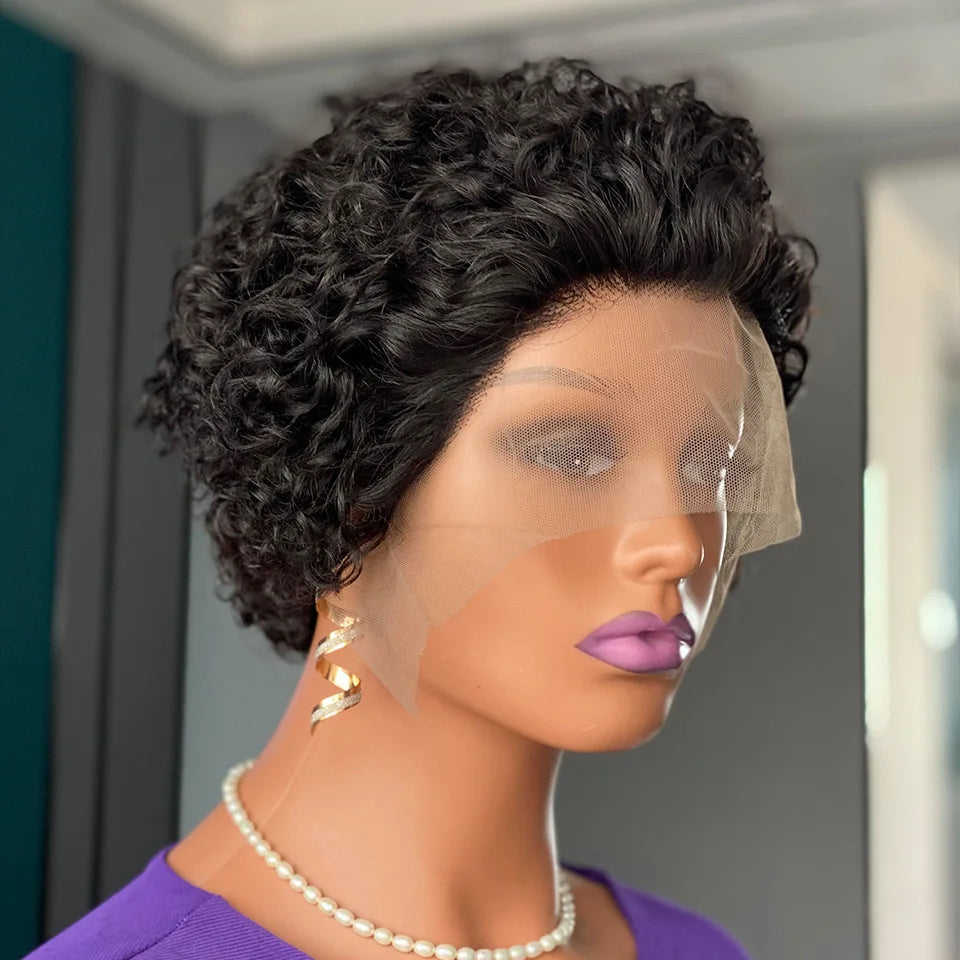 Short Curly Deep Part Lace Wig –  Hair with Transparent Swiss Lace