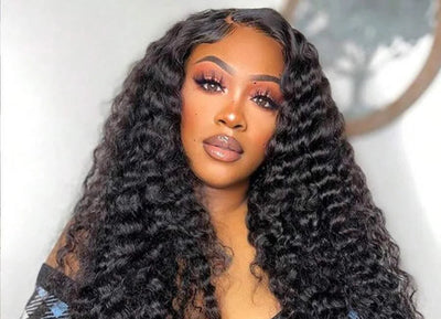 Premium Deep Wave Glueless Wig – 100% Brazilian Remy Hair, Transparent HD Lace, 16-38 Inch, 200% Density