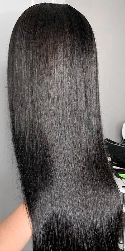 HD Transparent Lace Front Wig – 26+ Inch Straight Malaysian Human Hair Wig with Elastic Band"