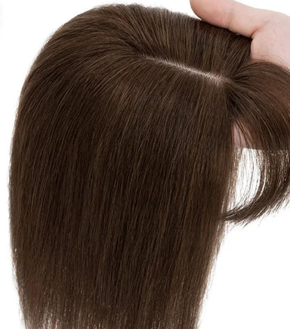 100% Real Human Hair Topper with Bangs – Natural Look, Tangle-Free, Multiple Colors & Sizes