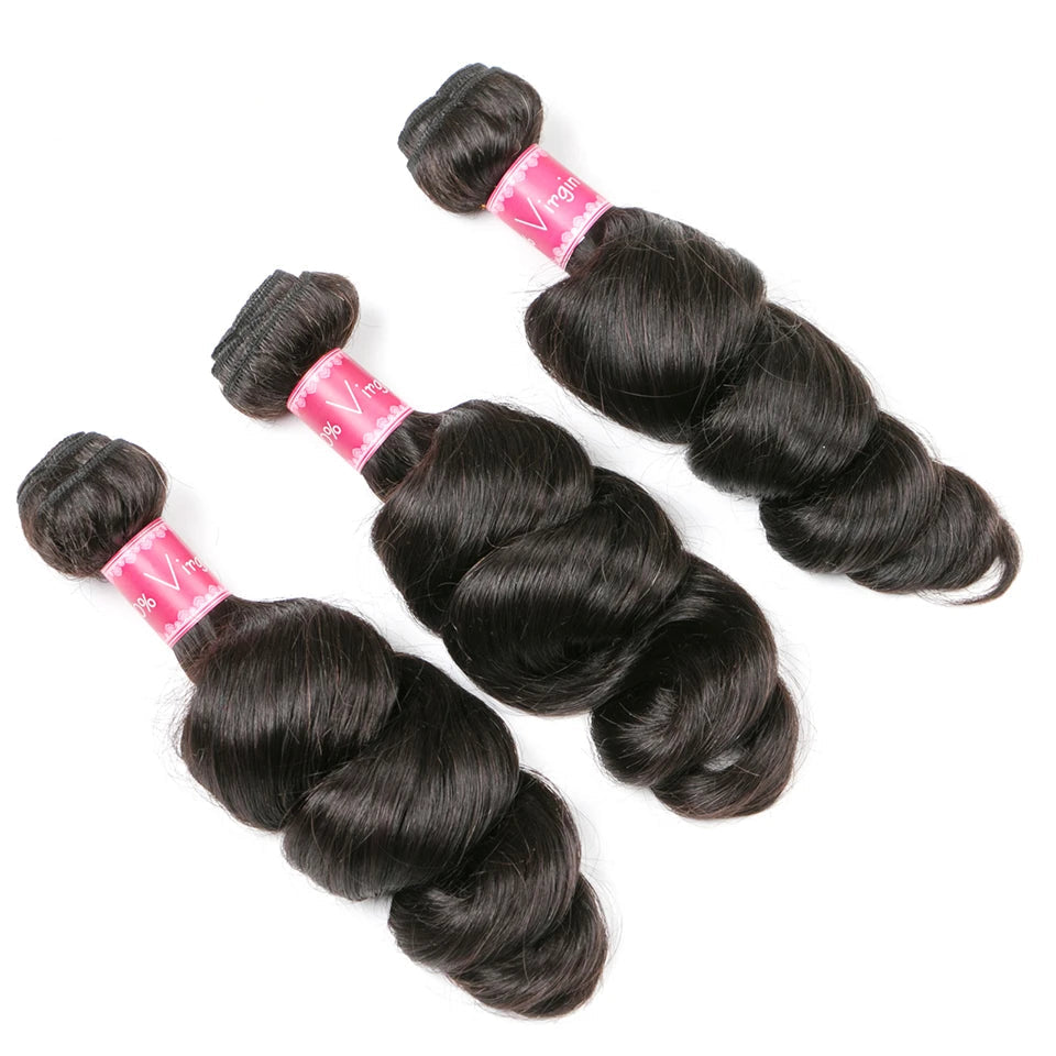 Premium Peruvian Loose Wave Hair Bundles – 100% Human Hair, Natural Color, Can Be Dyed & Permed, 8-32 Inches