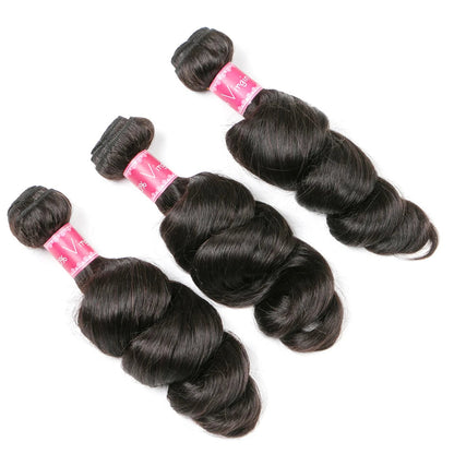 Premium Peruvian Loose Wave Hair Bundles – 100% Human Hair, Natural Color, Can Be Dyed & Permed, 8-32 Inches