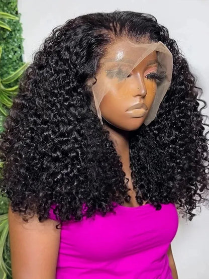 13x6 Lace Front Deep Wave Bob Wig – 100% Human Hair, Natural & Soft, Pre-Plucked, Transparent Lace