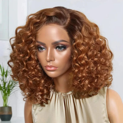 Short Deep Wave Hair Wig – 4-16 Inches, Transparent Lace, Natural Look